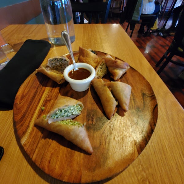 Appetizers sampler was good, but service a little disjointed