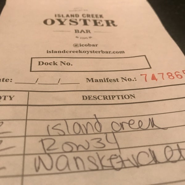 Always get the oysters here — particularly the Island Creeks and Row 34s…along with anything else that sounds interesting