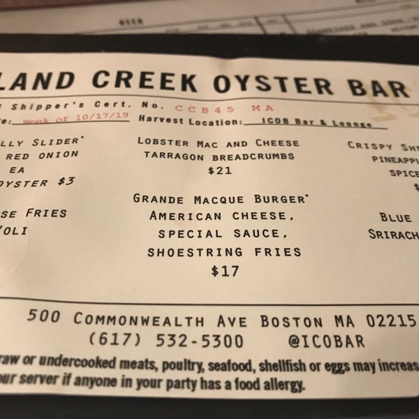 Foto scattata a Island Creek Oyster Bar da Eric A. il 10/23/2019