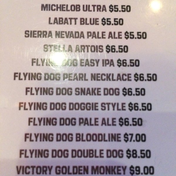 Great selection of Flying Dog beers in the bottle — and usually one more on tap!