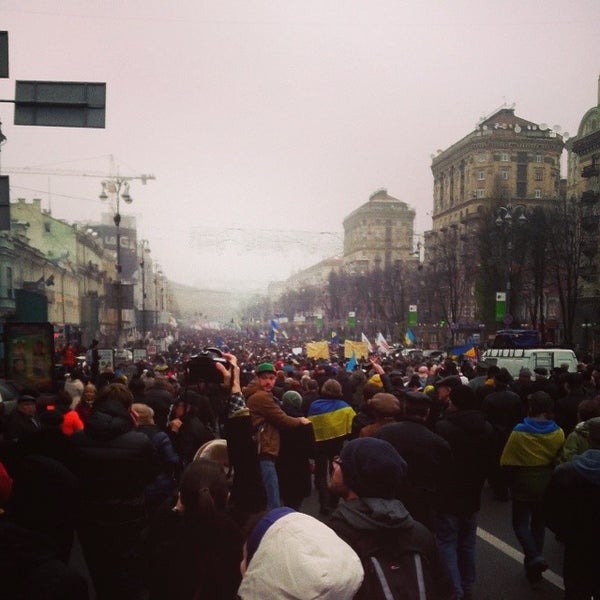Photo taken at Євромайдан by Valentos B. on 11/24/2013
