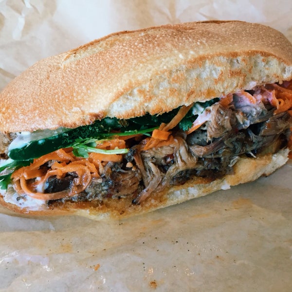 So many great options, but it's hard to pass up the pulled pork banh mi from Num Pang