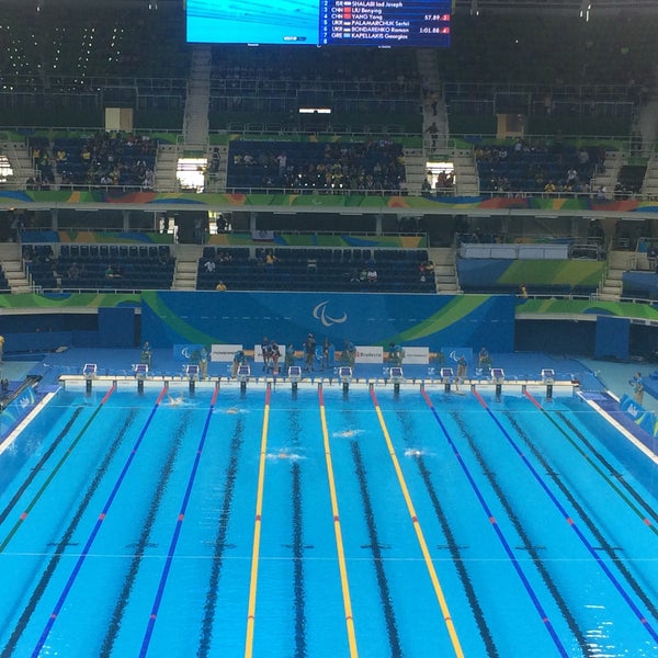 Photo taken at Olympic Aquatics Stadium by Daiana M. on 9/9/2016