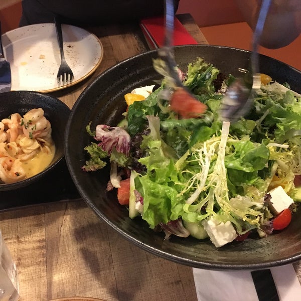 Salads ! Portions are huge and they are a great lunch spot for girlfriends .