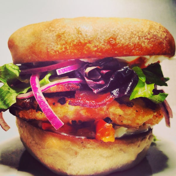 Seafood lovers check out a Shrimp burger!