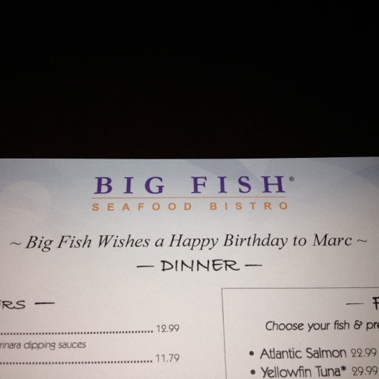 Photo taken at Big Fish Seafood Bistro by Christa on 10/24/2012