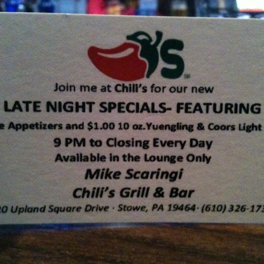 New late night specials. 9:00pm - Closing. 1/2 price appetizers and $1 Yuengling and Coors Light drafts.