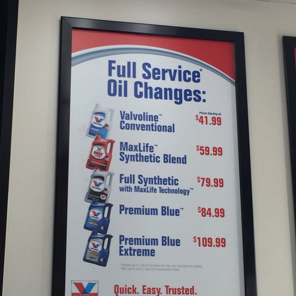 Valvoline synthetic oil change cheap price