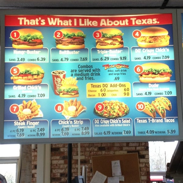 Texas dairy cheap queen menu