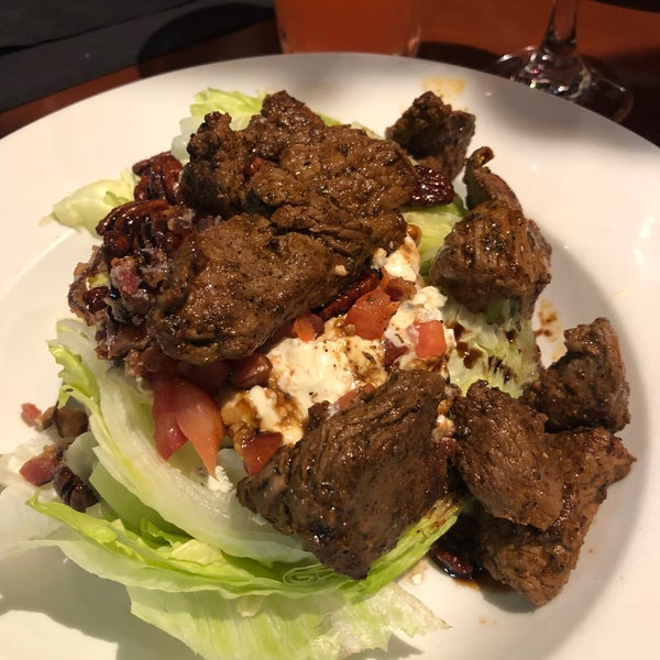 Try the wedge salad with blackened filet mignon. So good! Plus, the Malbec was nice with it.