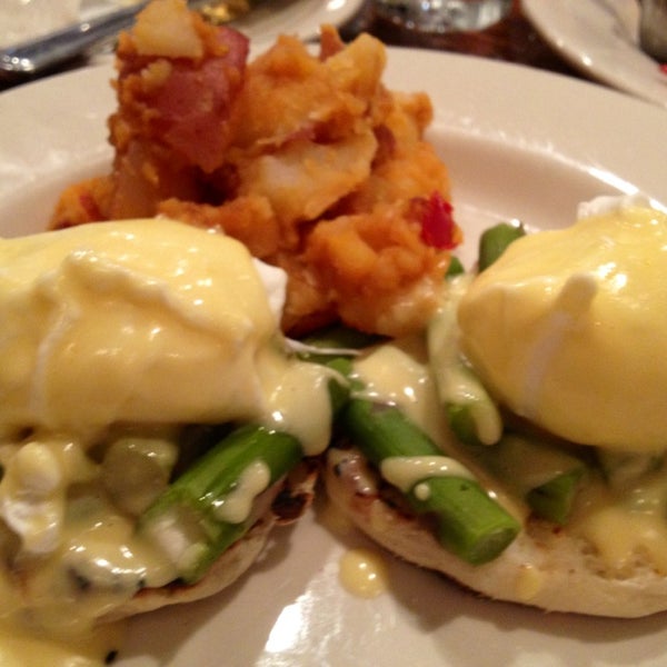 Asparagus Eggs Benedict for Brunch! Great friendly service and yummy Bloody Mary's! Coming from someone who hates 'em!