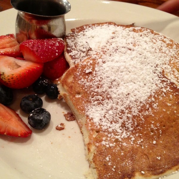 Lemon Ricotta Pancakes for Brunch that people couldn't even wait for me to take a photo! Great friendly service!!
