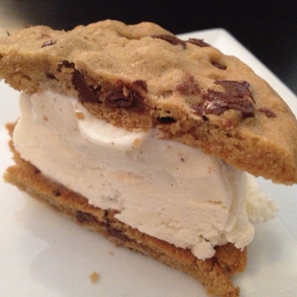 Chocolate chip cookie ice cream sandwich! They're so nice here.