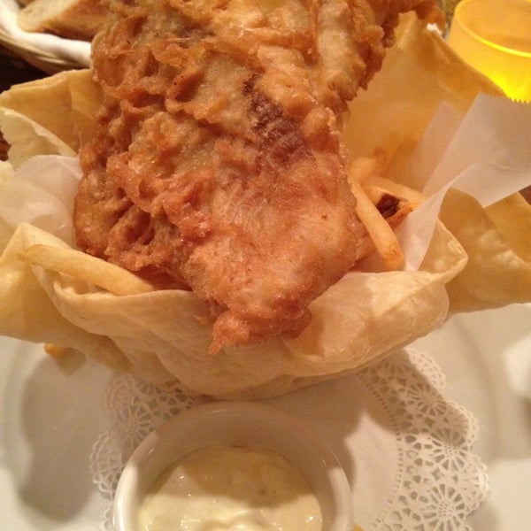 Fish n Chips served in a fried tortilla!