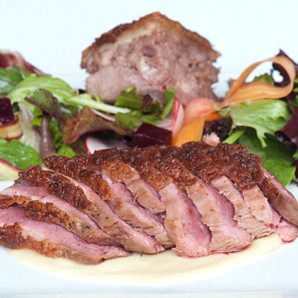 Seared to a perfect medium rare in an iron skillet, the sliced duck breast is so mouth-watering delicious we couldn't help but include it on the 100 Dishes to eat before you die.