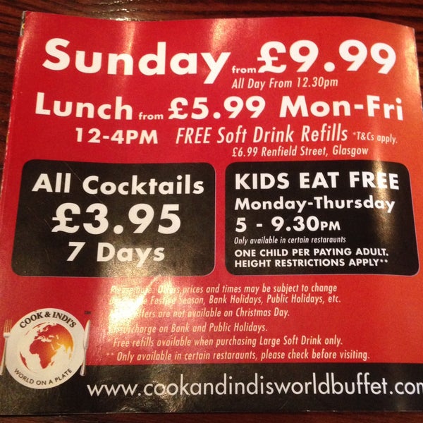 Cook & Indi's World Buffet City Centre Glasgow, Glasgow City