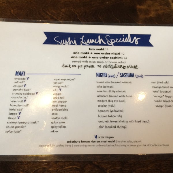 Sushi lunch specials