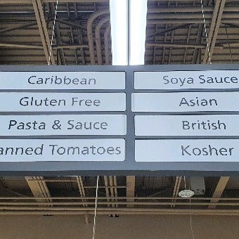 There's a section with British & Kosher food besides the usual suspects (Asian, Caribbean)
