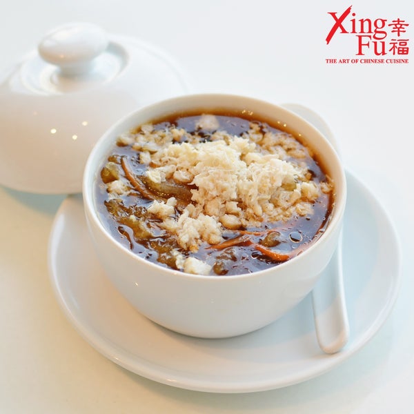 There is no better way to start your meal than a delicious bowl of soup! “Fish Maw soup with crab meat and black mushroom”