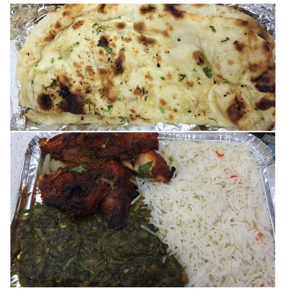 Tandoori chicken lunch box with garlic naan for $0.50 more.