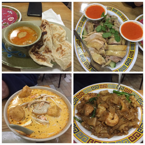 Roti canai (not fresh made its from the frozen pkg), 1/4 hainese chicken, Singapore Kari noodles and Captain noodles