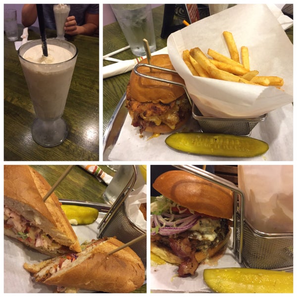 Peanut butter shake was so good!!! Burgers and po boy sandwich with regular and sweet potato fries were decent.
