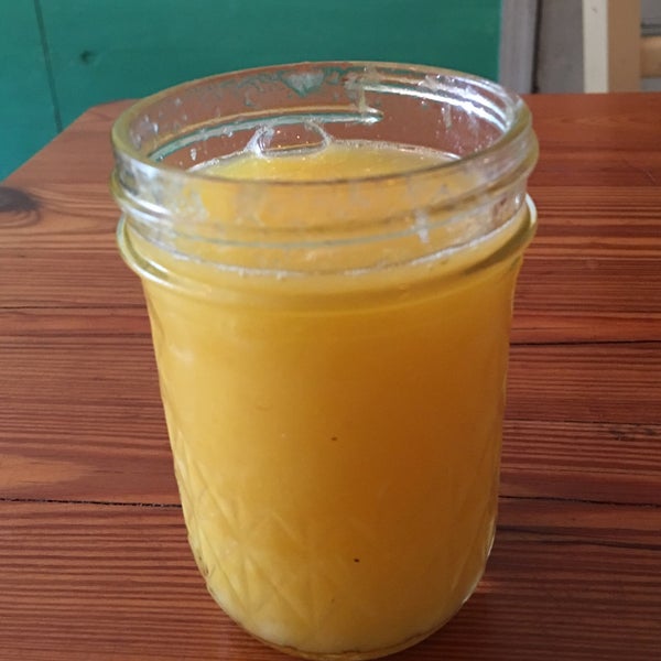 Get some fresh squeezed OJ with a ginger shot along with any of the breakfast sandwiches
