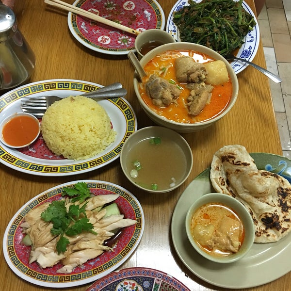 Try a whole bunch of stuff, but make sure to get the chicken laksa and the hainanese chicken rice.