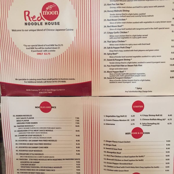 Photos At Red Moon Noodle House Chinese Restaurant In San Diego