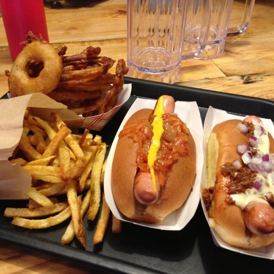 Photo taken at Bark Hot Dogs by Sukyung H. on 12/9/2012