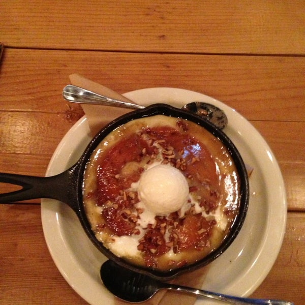 Fish tacos are great, burger is above average, but the salted caramel pecan skillet cake is MONEY.