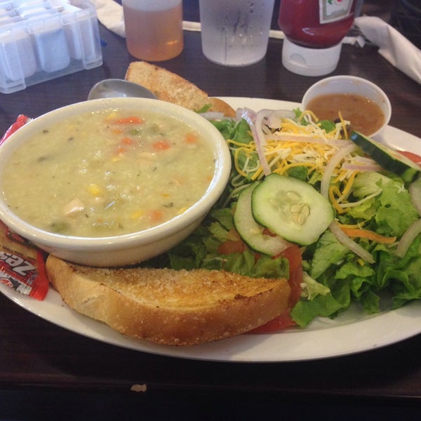 Soup and salad portion is very generous.