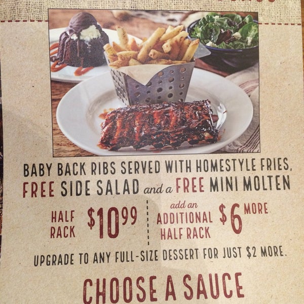 Celebrating 30 years of ribs with a baby back bonus, choose a sauce
