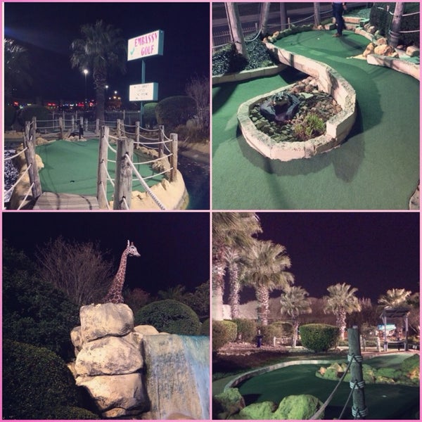 Photo taken at Embassy Miniature Golf by Laura M. on 3/24/2014