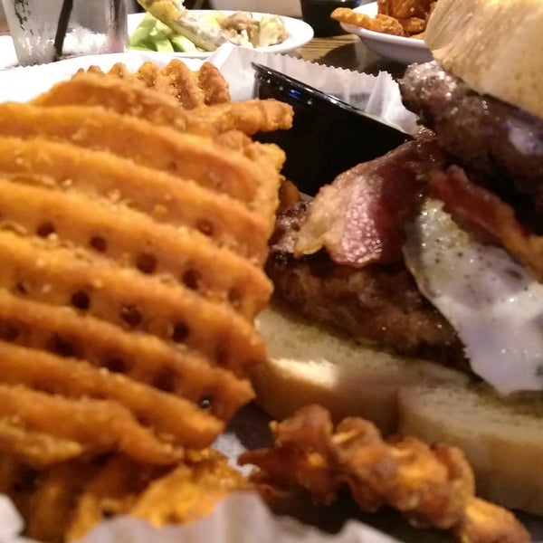 BB burger on grilled sourdough with extra patty and fried egg. Sweet Potato fries! Dogfish Indian Brown Ale to wash. #RxL