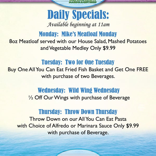 Check out Inlet Harbor's NEW Daily Specials...YUMMY!!!