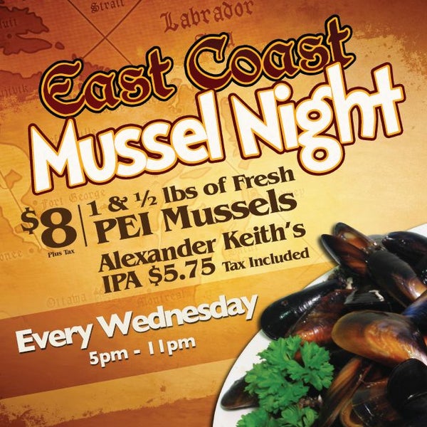 Mussel Night every Wednesday at The Black Thorn - 1.5lbs of PEI Mussels only $8.00!