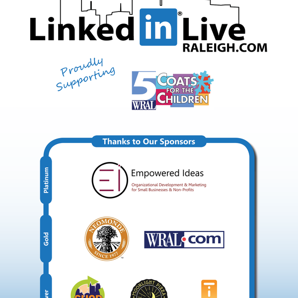 Empowered Ideas is a PLATINUM Sponsor of Linkedin Live Raleigh, the Triangle's premier business networking event since 2006 -- attracting 200-300 attendees every event!