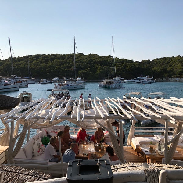 The best beach club in the Hvar area. Cabanas, treehouses, and good vibes. Food is expensive, but also good (seafood only).