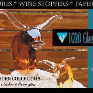 Shop our Texas Longhorn Art Collection in Hand Blown Glass! Sculptures, figurines, Wine stoppers, and paperweights. Starting at $29.95