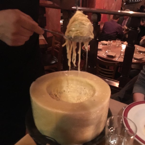The Cacio e Pepe comes served in a WHEEL OF CHEESE!  This place will inspire you to want to cook this at home. Super simple, super delicious.