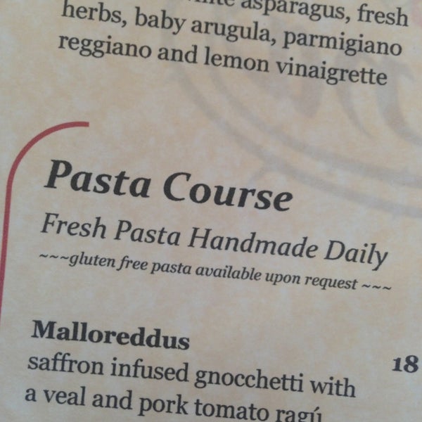 They can order all the homemade pastas as gluten-free if that's your jam.