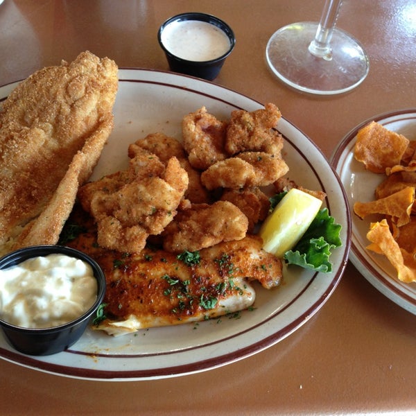 Try the Gator Bites, Fried Catfish and grilled Tilapia