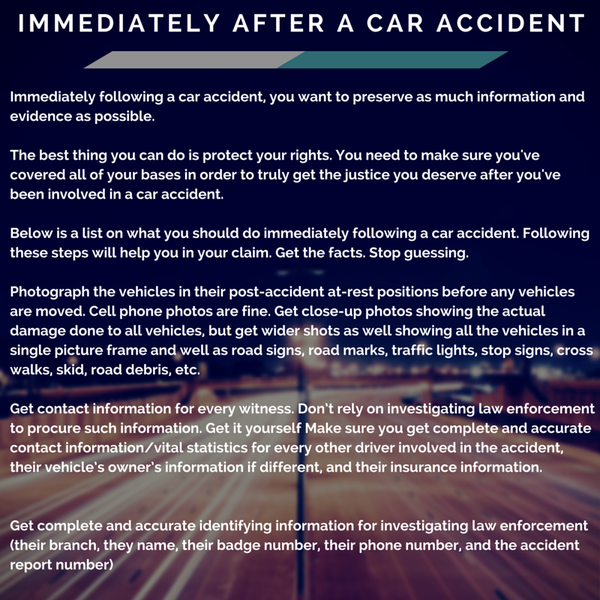 Car Accidents: What information should I collect immediately after a car accident? Keep Reading: - http://bit.ly/1mZpCM1