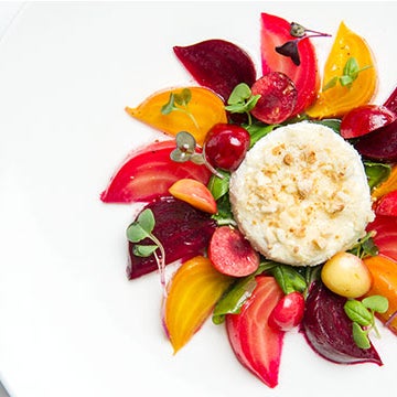 We recommend the SPE-certified Organic Beet Salad - it's good for you and tastes incredible! This delicious dish is just 180 calories and contains 1.5 servings of vegetables.