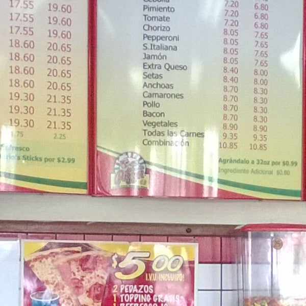Menu for mario's pizza deals