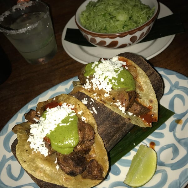 Steak and guacamole are a must. Also, their margaritas are a staple drink.