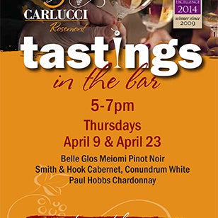 Join us for a Wine Tasting this Thursday in the Calrucci Bar from 5-7pm.