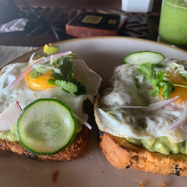 Great for Breakfast - aguacate toast with eggs, delicious