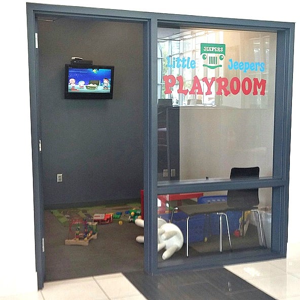 While you are purchasing a car, browsing cars, or getting service done, have your children comfortably play in our Little Jeepers Playroom!